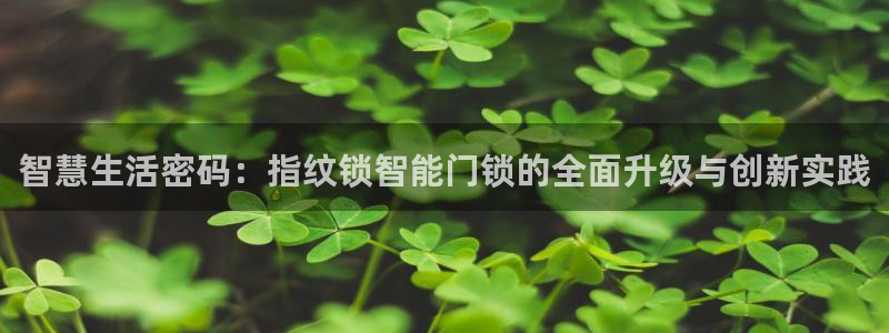 利记平台官网：智慧生活密码：指纹锁智能门锁的全面升级与创新实